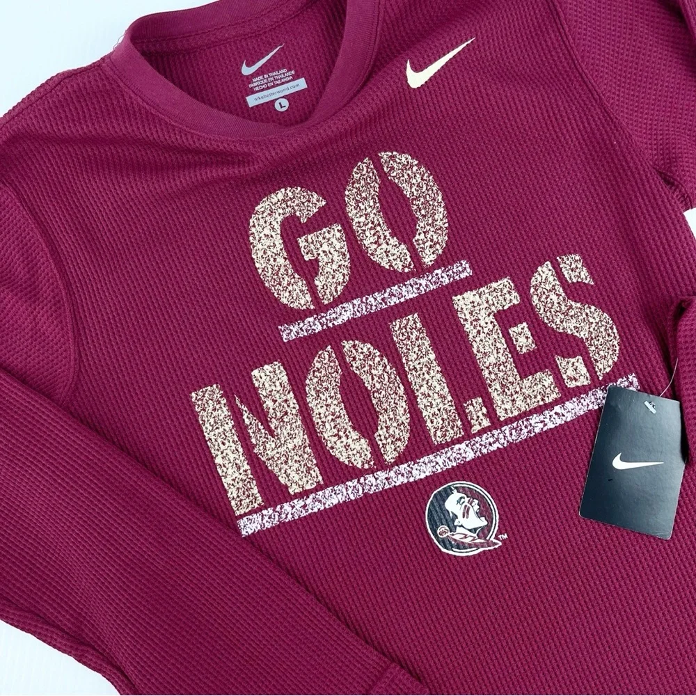 Nike FSU Florida State Seminoles Go Noles Maroon Thermal Shirt Top